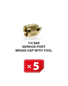 Service Port Brass Cap With Tool 1/4 SAE (5 pcs. Pack)